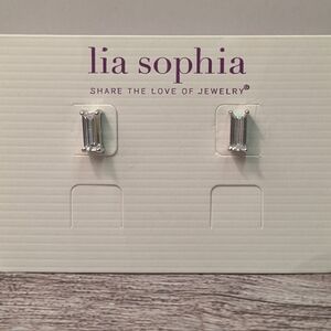 Lia Sophia Cubic Zirconia CZ Rectangle Earrings